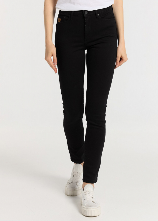 Jeans push up Coupe Skinny-  Taille basse ultra black |Tailles en pouces | Noir