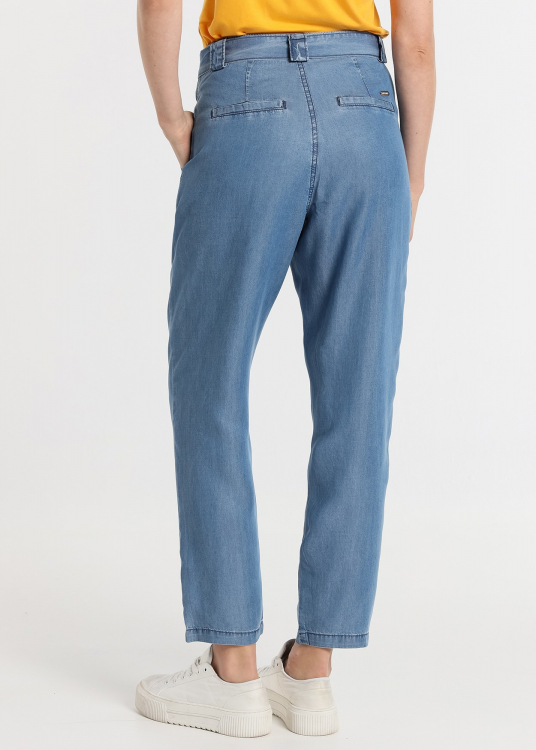 Pantalon tencel Coupe ballon - high rise |Tailles en pouces | Bleu