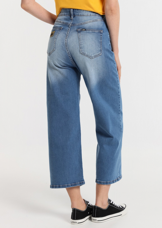Jeans Coupe Droite wide crop - Taille haute |Tailles en pouces | Bleu