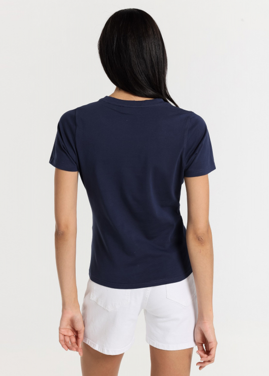T-Shirt manche courte Logo perles & diamants | Bleu