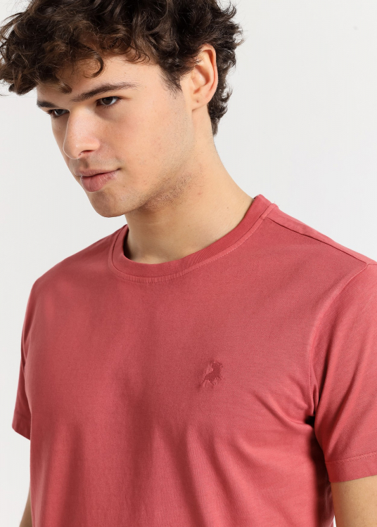 T-Shirt basique manche courte tissu overdye | Rouge