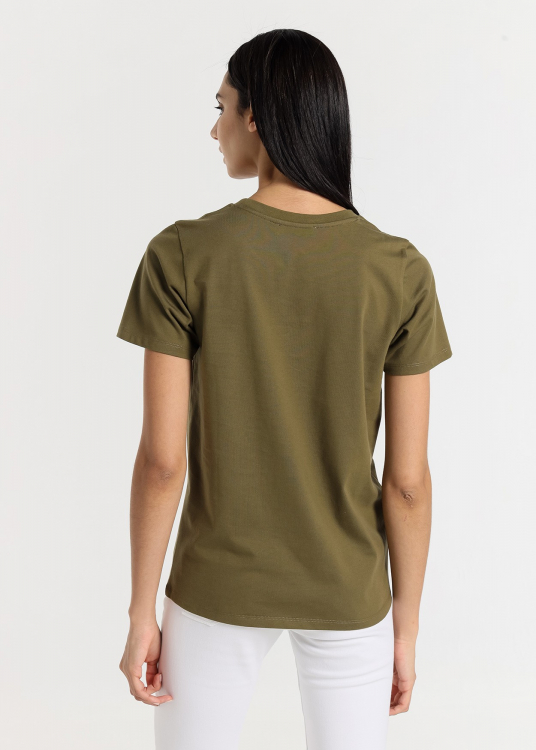 T-Shirt manche courte avec oellet à l'ourlet | Vert