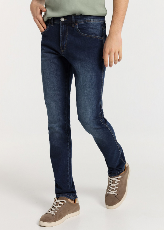 Jeans Coupe Régulière - Taille Moyenne cinq poches | Bleu
