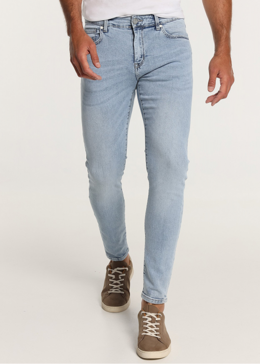 Jeans Coupe Skinny bleach- Taille Moyenne  |Tailles en pouces | Bleu