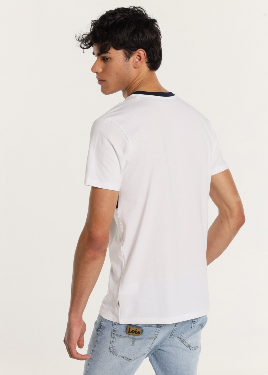 T-Shirt manche courte contrast Col rond Graphique L J | Blanc