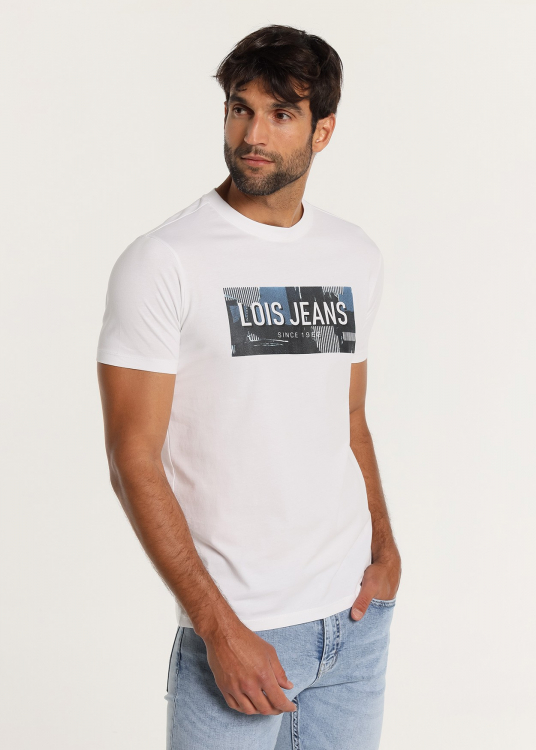 T-Shirt manche courte avec Graphique patchwork | Blanc
