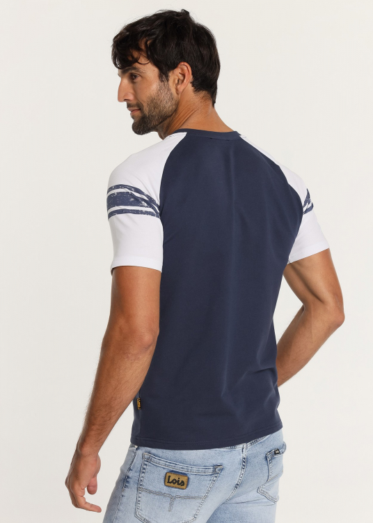 T-Shirt contrast manche raglan | Bleu