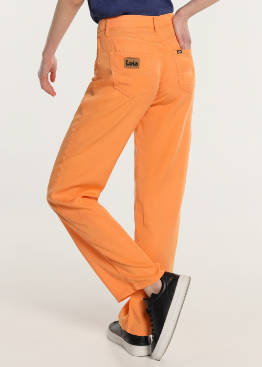Pantalon Couloré Coupe Droite - Taille haute tissu Tencel |Tailles en pouces | Orange
