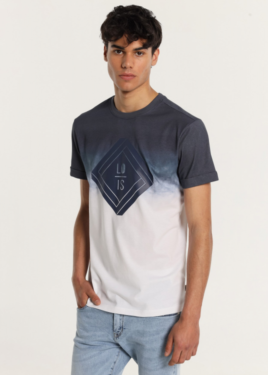 T-Shirt manche courte avec Graphique tie dye | Bleu
