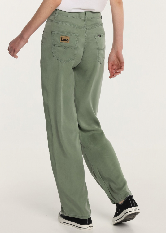 Pantalon Couloré Coupe Droite - Taille haute tissu Tencel |Tailles en pouces | Vert