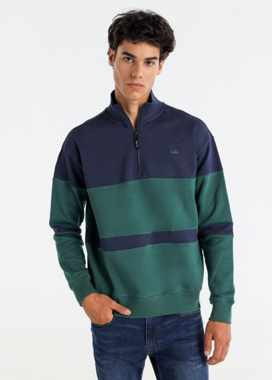 lois jeans Sweat-shirt bi couleur Semi-montant zippé